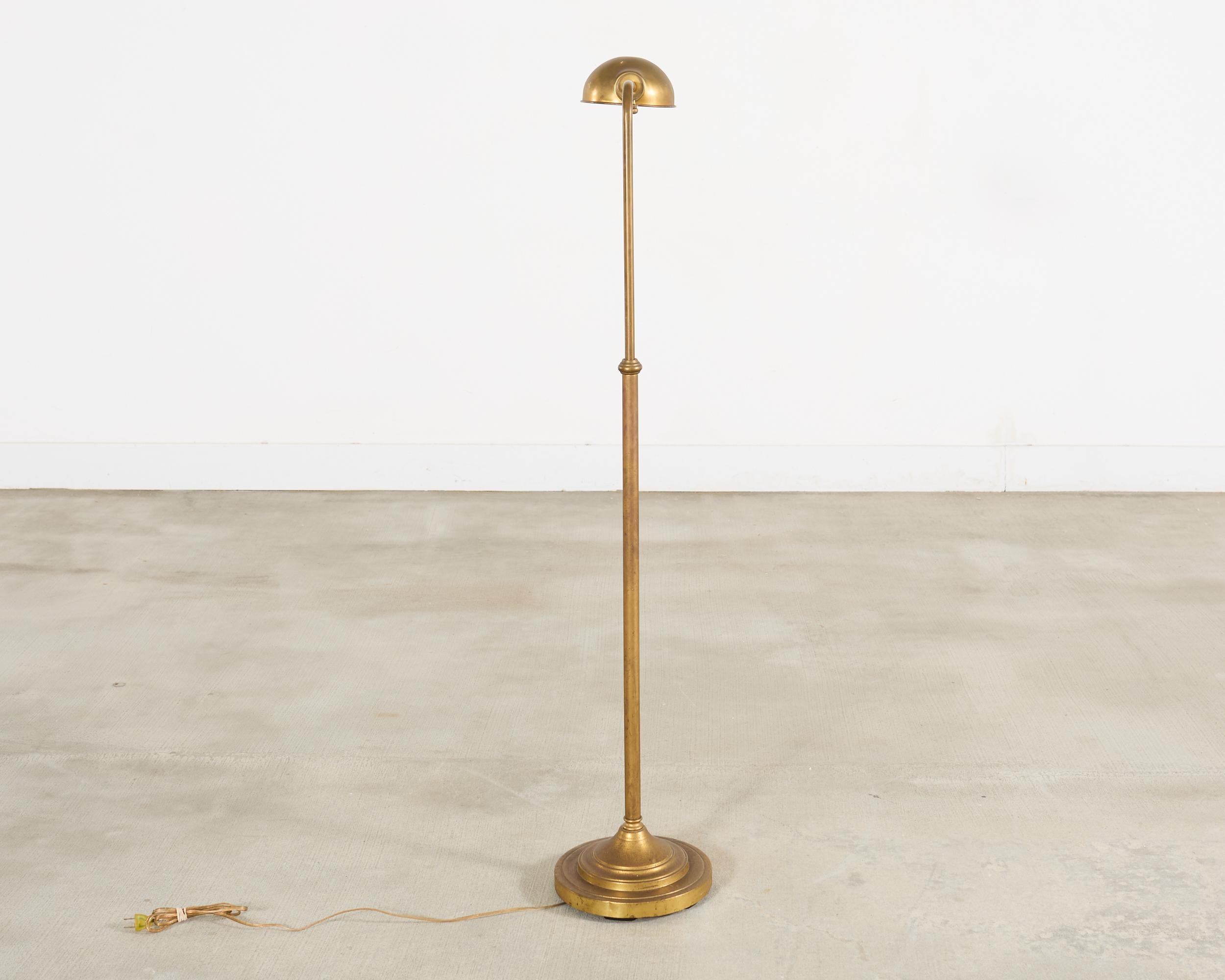 Midcentury Patinated Brass Adjustable Pharmacy Floor Lamp For Sale at ...
