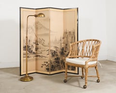 Midcentury Patinated Brass Adjustable Pharmacy Floor Lamp