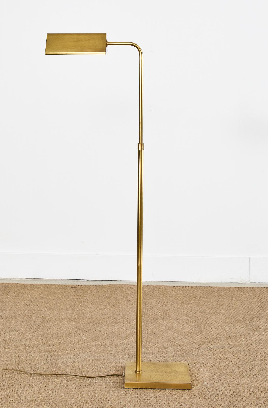 Mid-Century Modern Mid-Century Patinated Brass Adjustable Pharmacy Floor Lamp