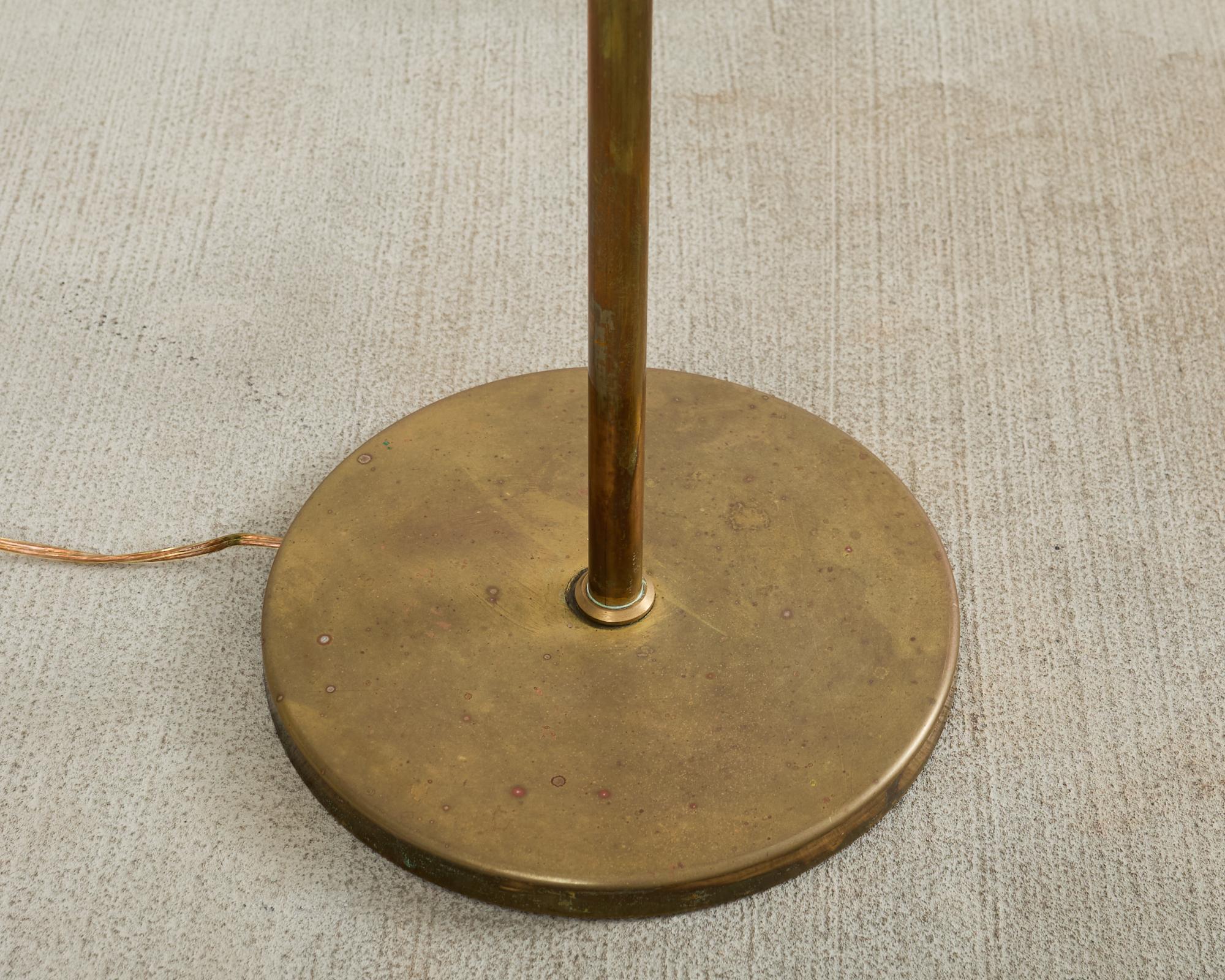 20th Century Midcentury Patinated Brass Adjustable Pharmacy Floor Lamp