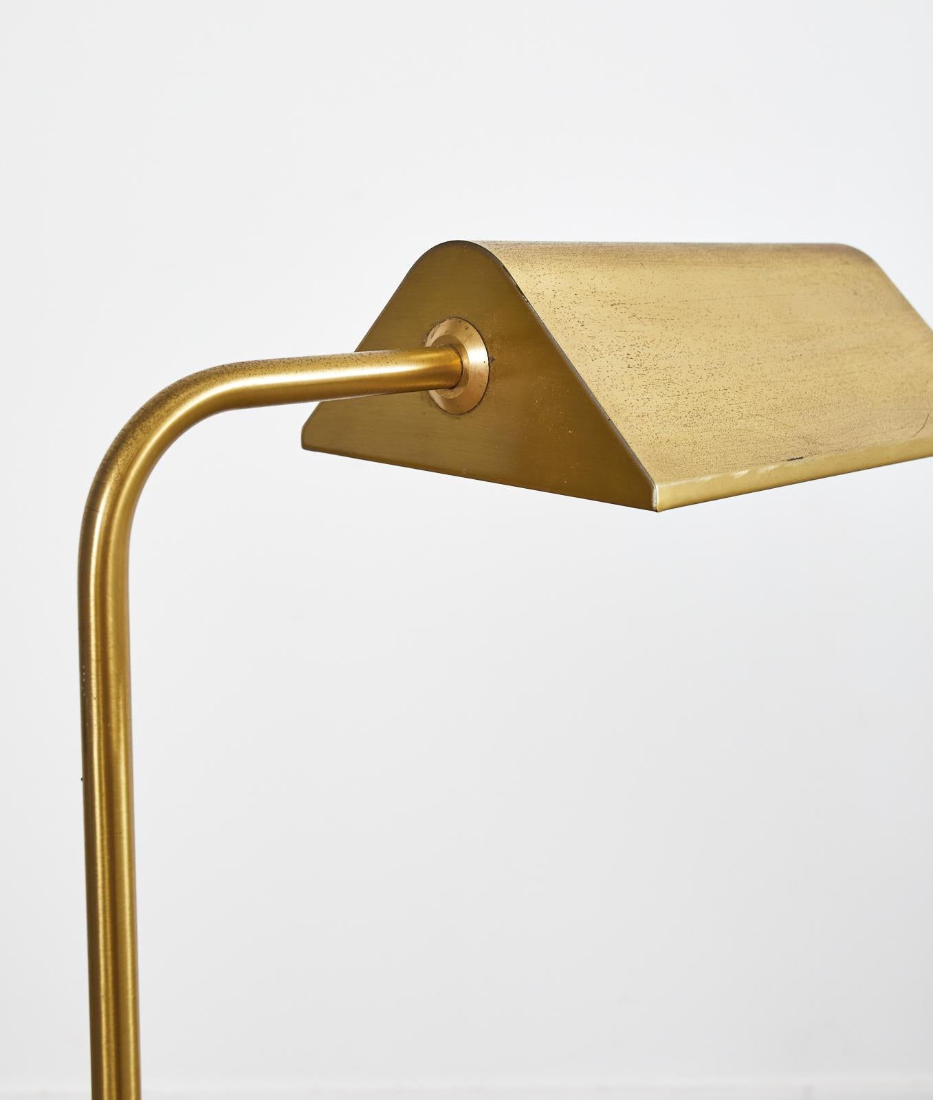 Mid-Century Patinated Brass Adjustable Pharmacy Floor Lamp 2