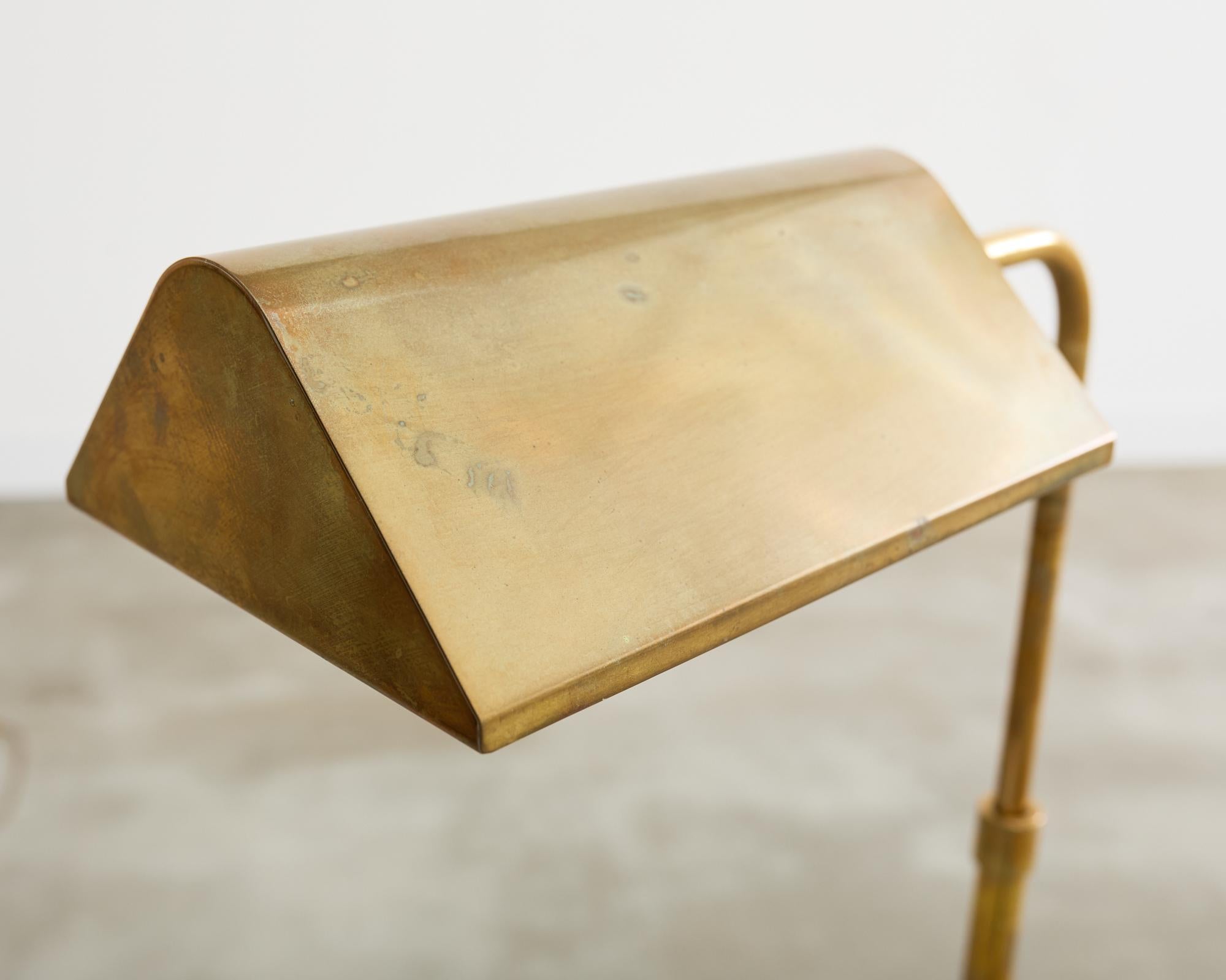 Midcentury Patinated Brass Adjustable Pharmacy Floor Lamp 3