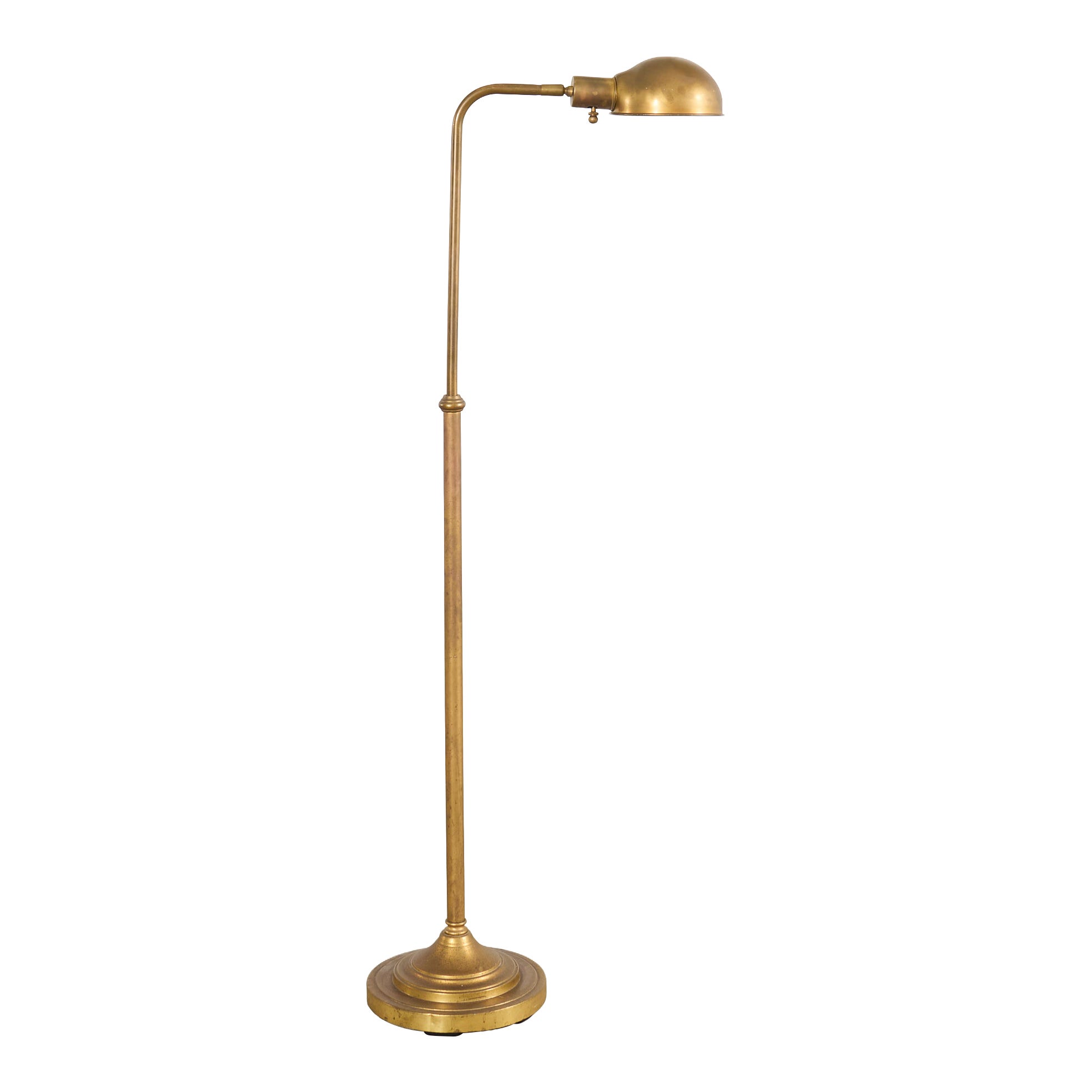 Midcentury Patinated Brass Adjustable Pharmacy Floor Lamp