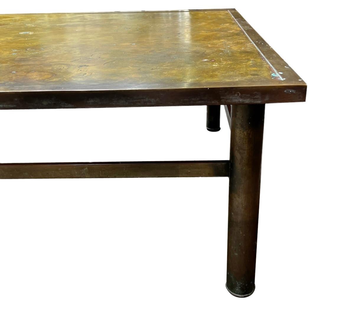 Mid-Century Patinated Bronze Laverne Table In Good Condition For Sale In New York, NY