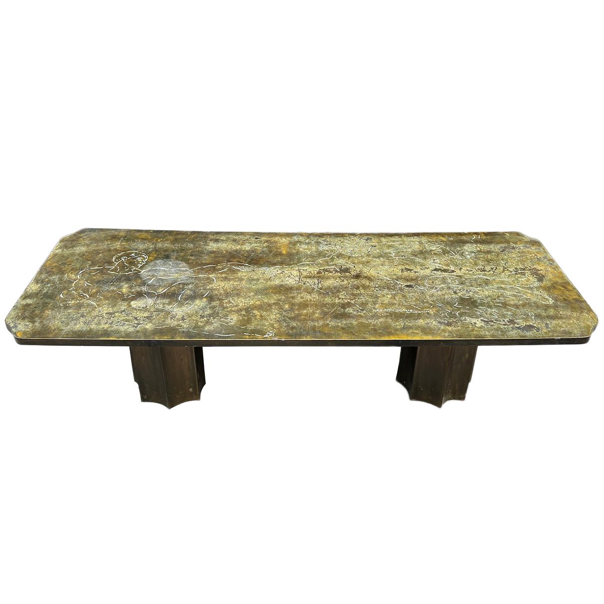 Mid-Century, Patinated Bronze Laverne Table In Good Condition For Sale In New York, NY