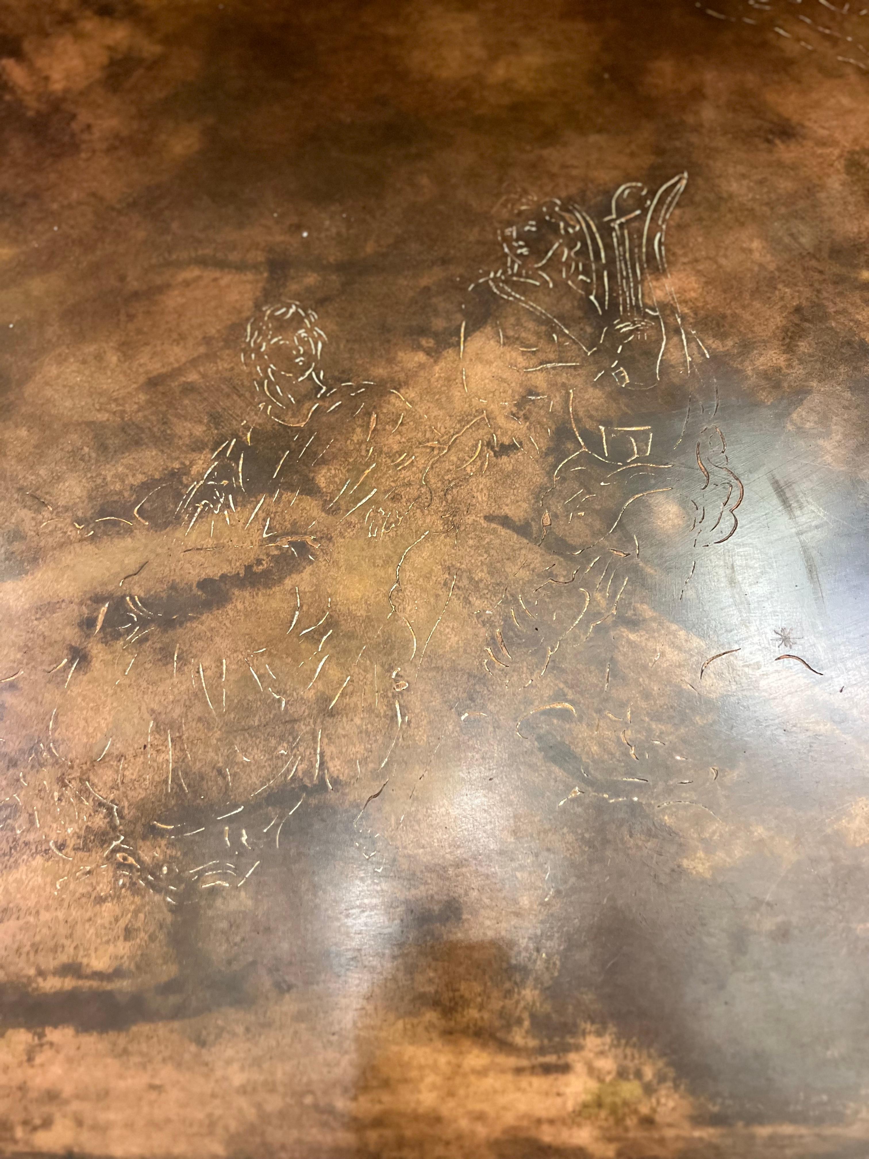 Mesa Laverne de Bronce Patinado de Mediados de Siglo finales del siglo XX en venta