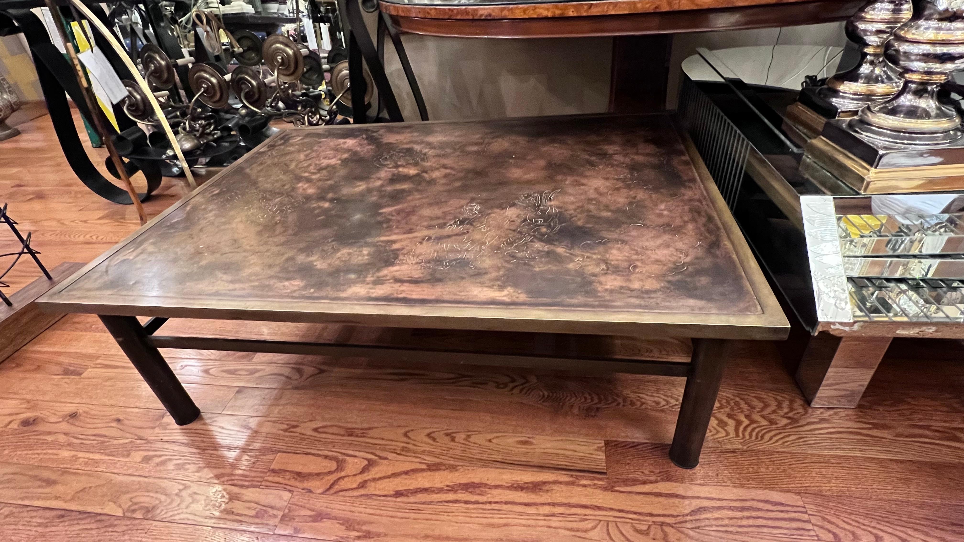 Mid-Century Patinated Bronze Laverne Table For Sale 2