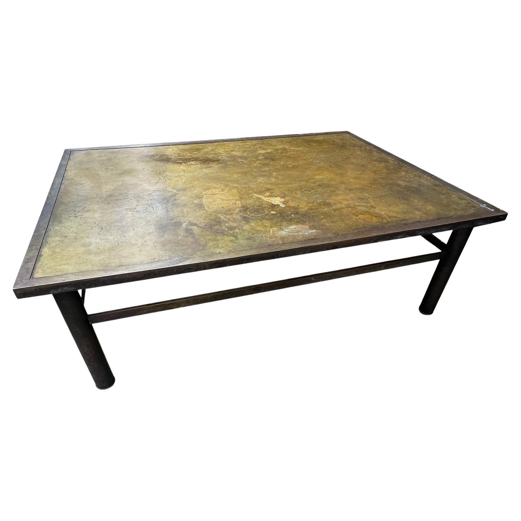 Mid-Century Patinated Bronze Laverne Table For Sale