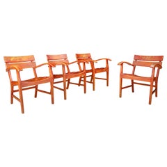 Fauteuils de jardin en chêne français patiné du milieu du siècle, France années 1950