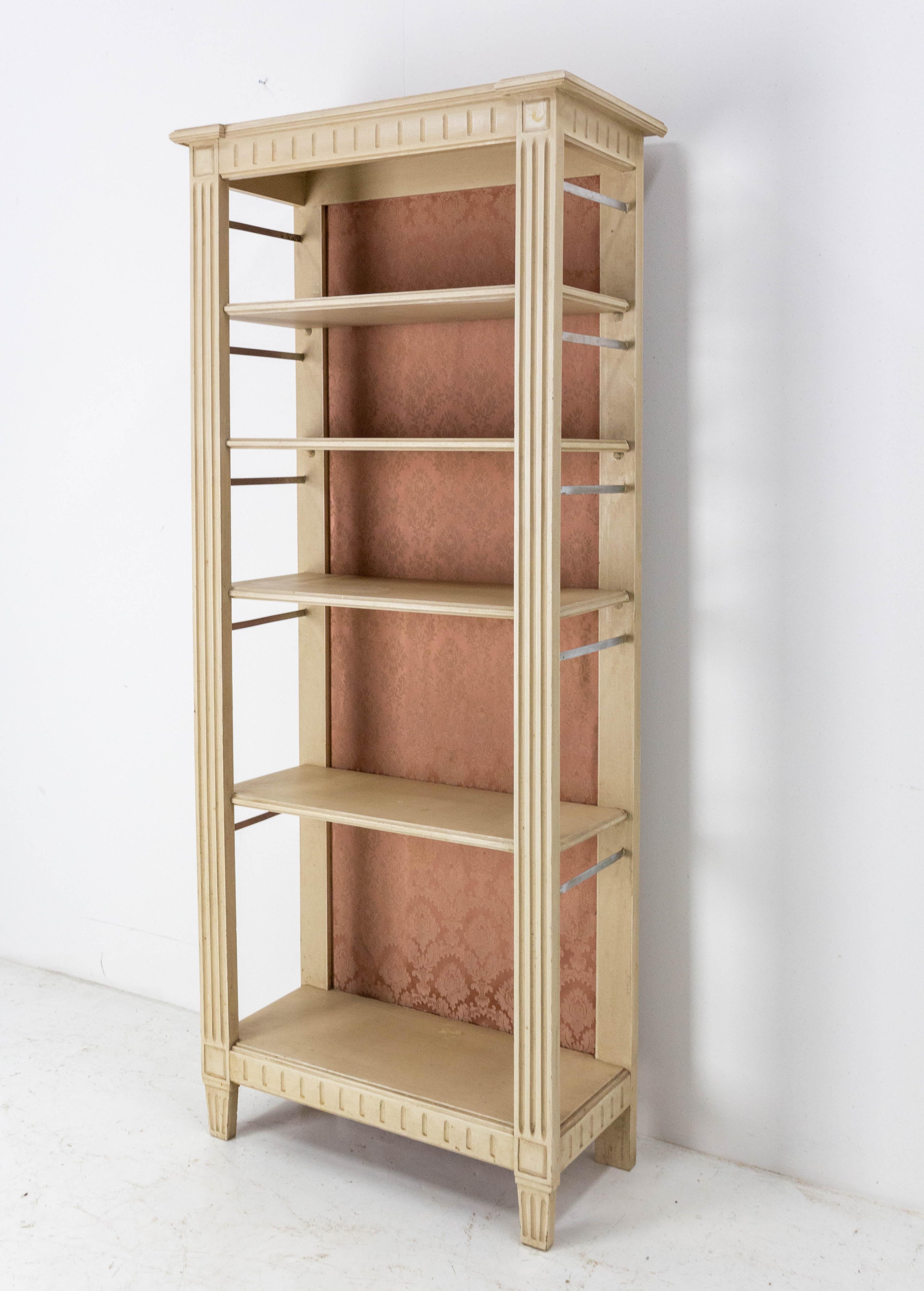 Mid-Century Modern Midcentury Patinated Shelves Etagere French Bookcase Louis XVI Style For Sale