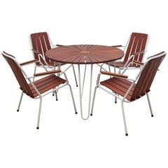 Midcentury Patio Set in Sunburst Solid Teak Slats by Daneline, 1970s, Denmark