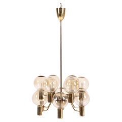 Midcentury ""Patricia" Chandelier in Brass and Glass, by Hans-Agne Jakobsson