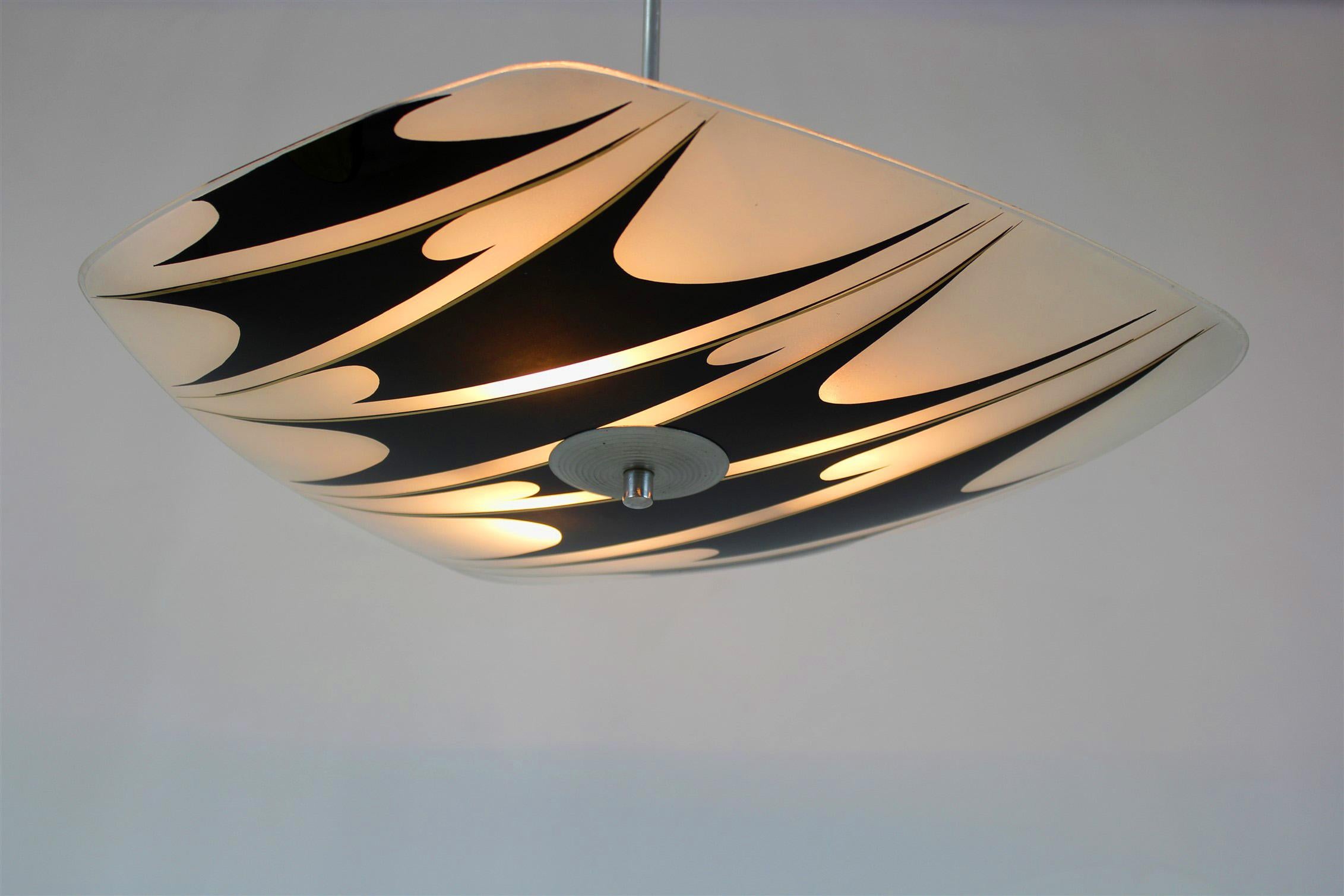 Midcentury Patterned Ceiling Lamp from Napako, 1960s 5