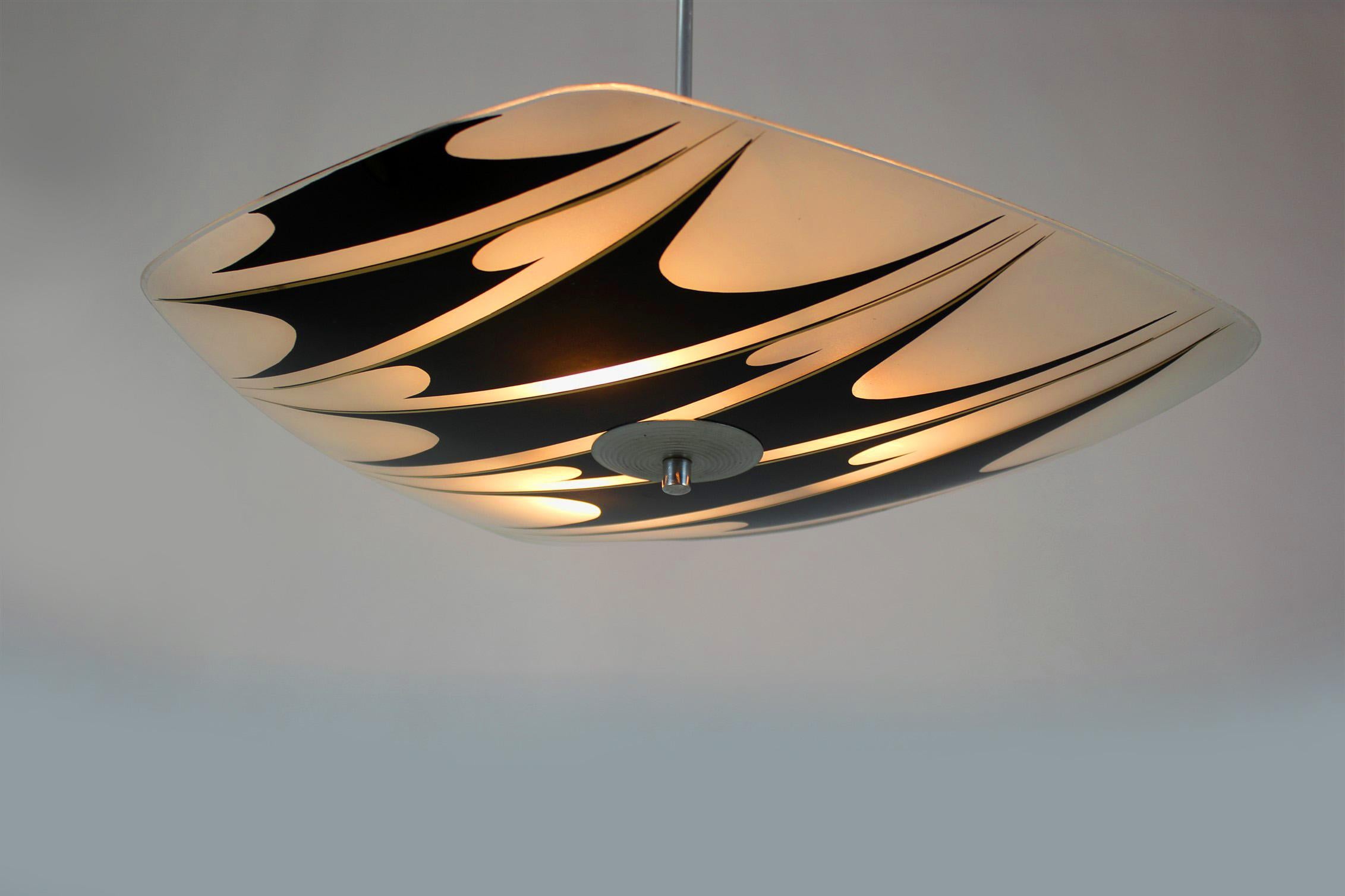 Czech Midcentury Patterned Ceiling Lamp from Napako, 1960s