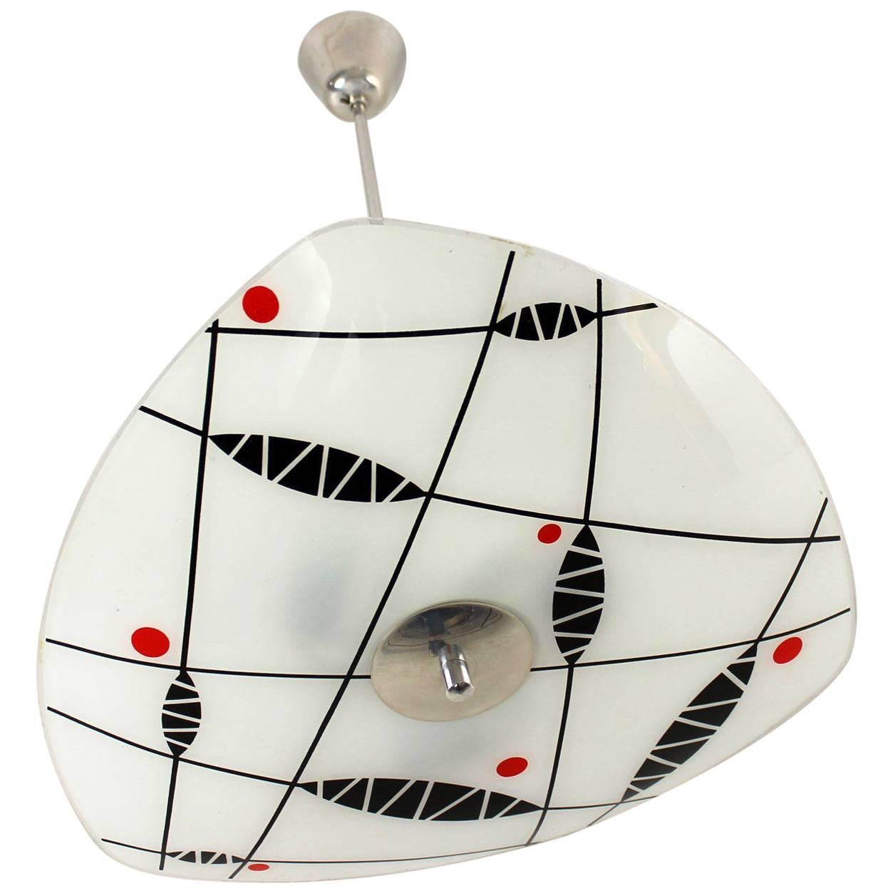Midcentury Patterned Ceiling Lamp from Napako, 1960s