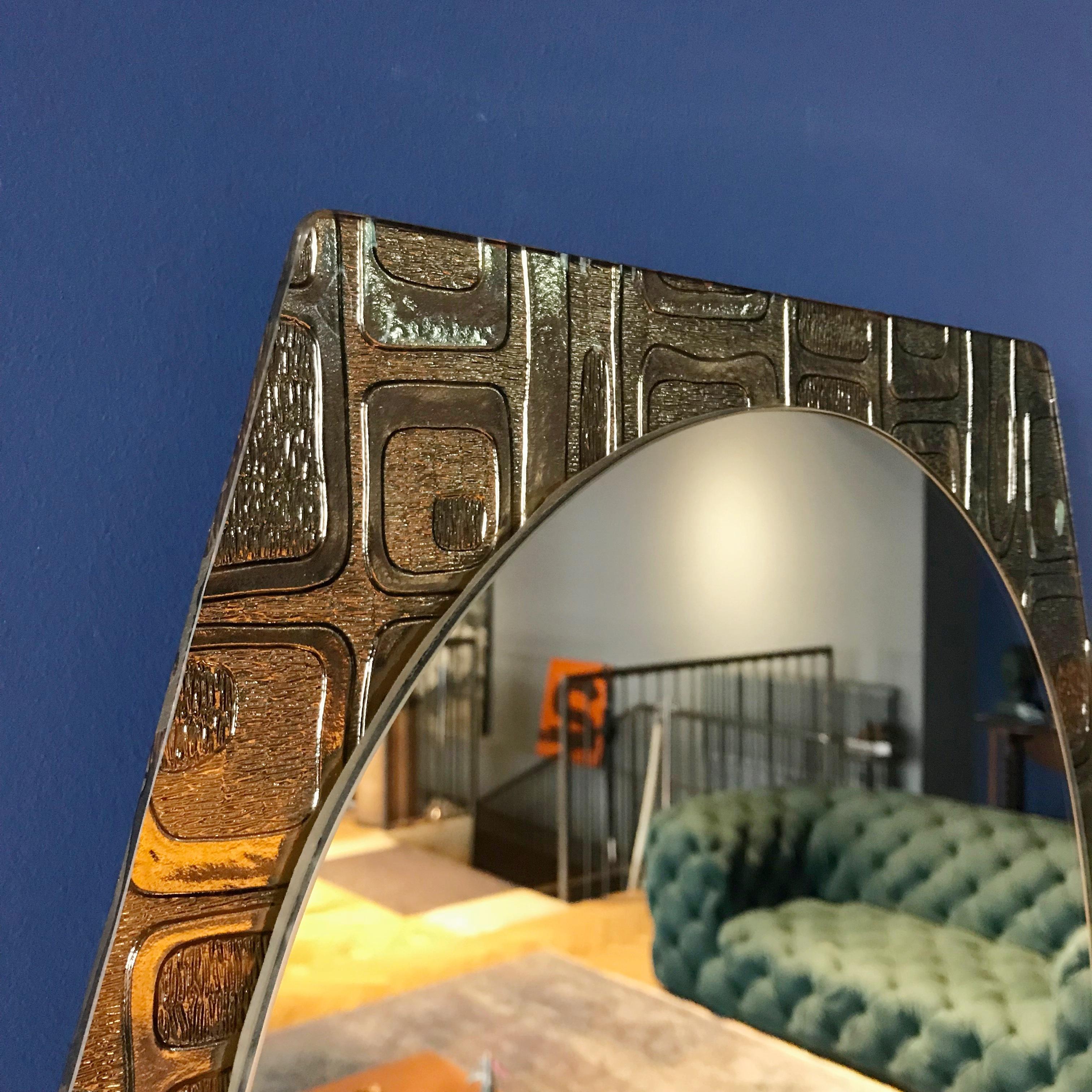 Glazed Midcentury Patterned Mirror in Style of Cristal Art, 1960s, Austria For Sale