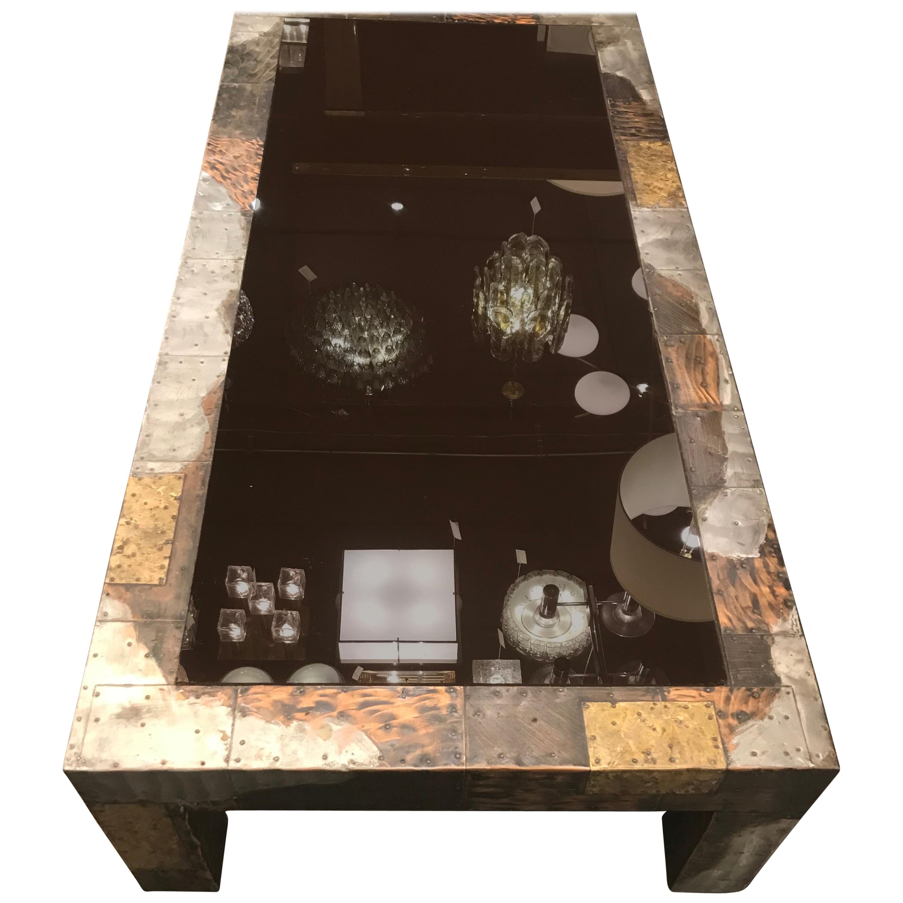 Midcentury Paul Evans "Patchwork" Table in Patinated Copper, Bronze & Pewter