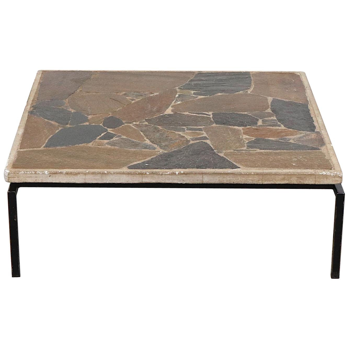 Midcentury Paul Kingma Inspired Heavy Stone Mosaic Coffee Table