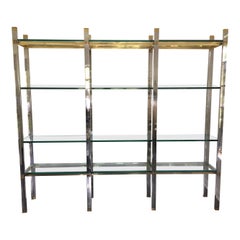 Midcentury Paul M. Jones Stainless Steel and Brass Étagère, 3 Sections