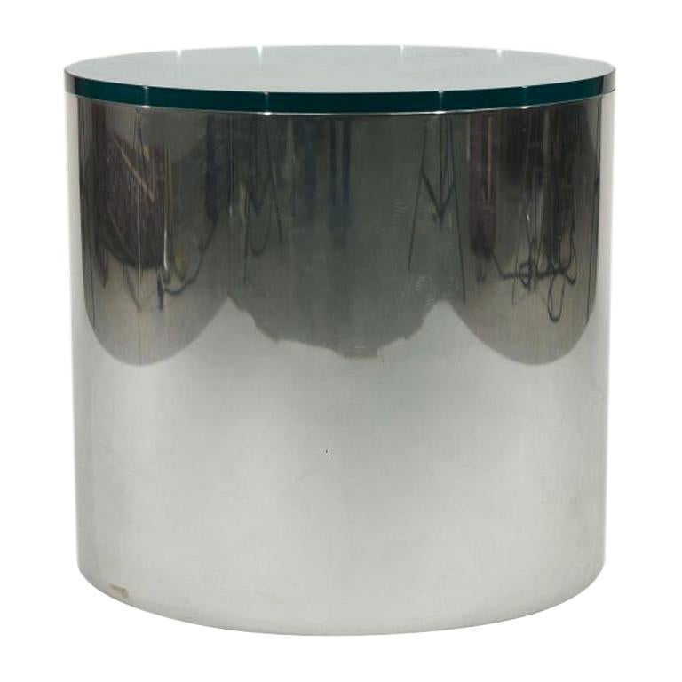 Habitat Chrome and Glass Top Drum Midcentury Paul Mayen for Habitat Table