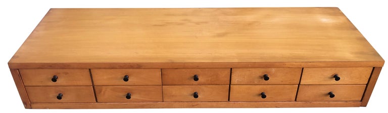 Midcentury Paul Mccobb 1502 Small Jewelry Chest 10 Drawer Maple