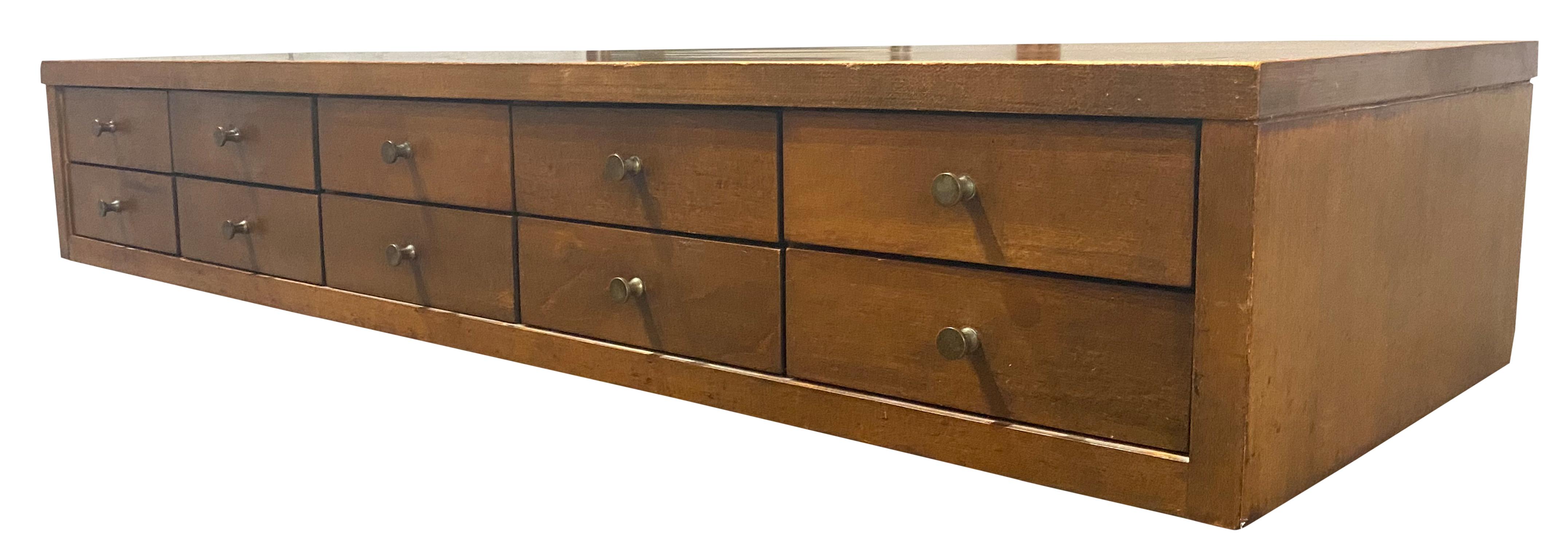 Mid-Century Modern Midcentury Paul McCobb #1502 Small Jewelry Chest 10-Drawer Maple Brass For Sale