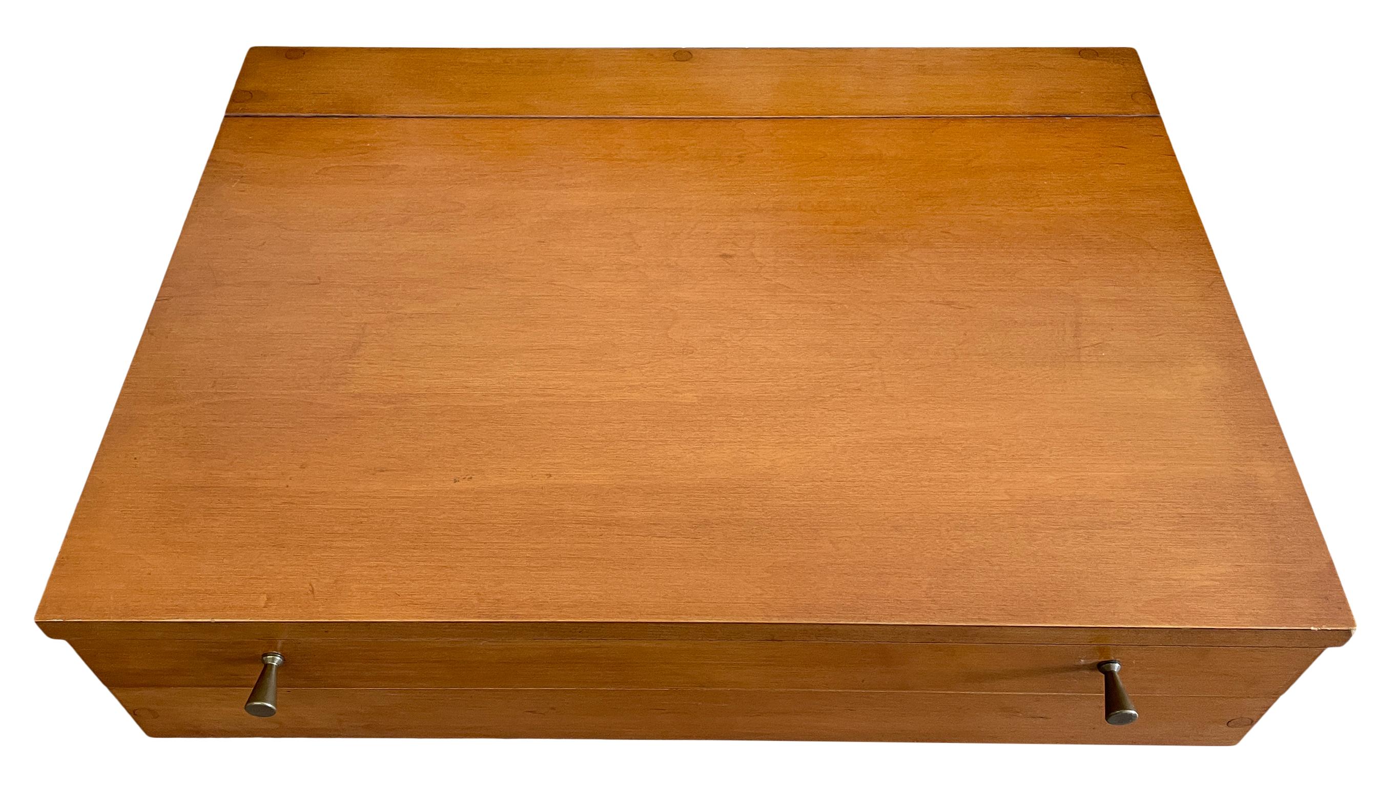 American Midcentury Paul McCobb #1559 Hanging Jewelry Chest Mirror Vanity Maple Brass