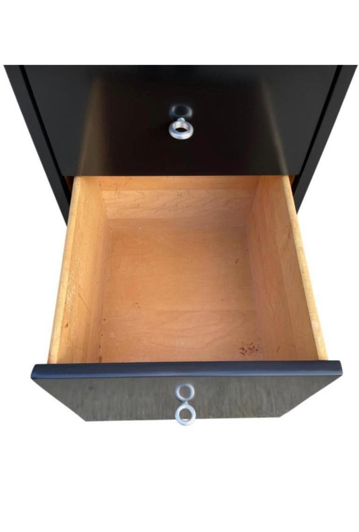 20th Century Midcentury Paul McCobb #1560 Double Drawer Desk Black Lacquer Finish For Sale