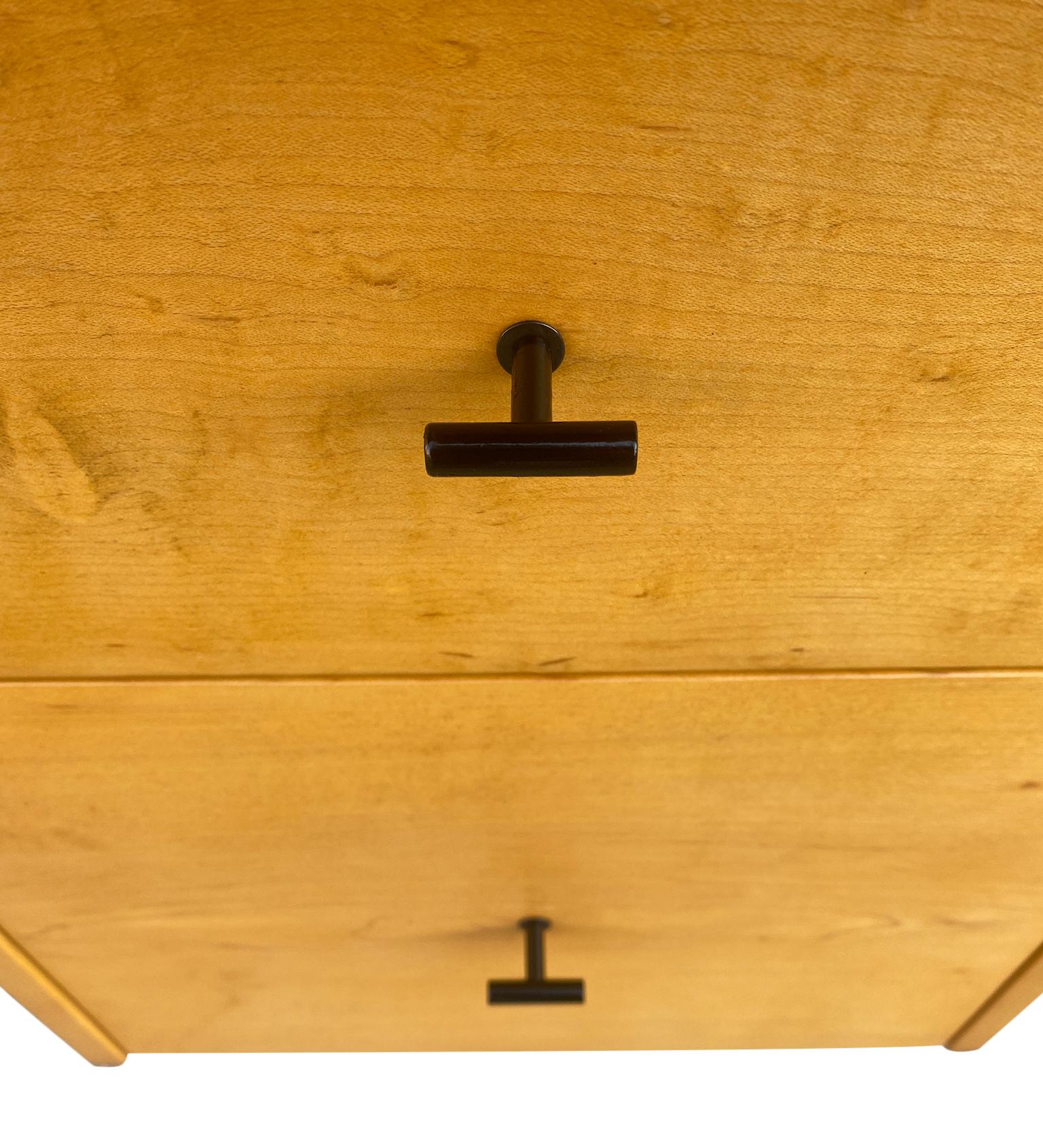 Steel Midcentury Paul McCobb #1560 Double Drawer Desk Blonde Maple Finish T pulls For Sale