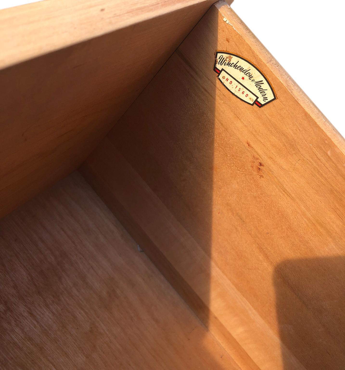 Steel Midcentury Paul McCobb #1560 Double drawer Desk Blonde Maple Finish T Pulls