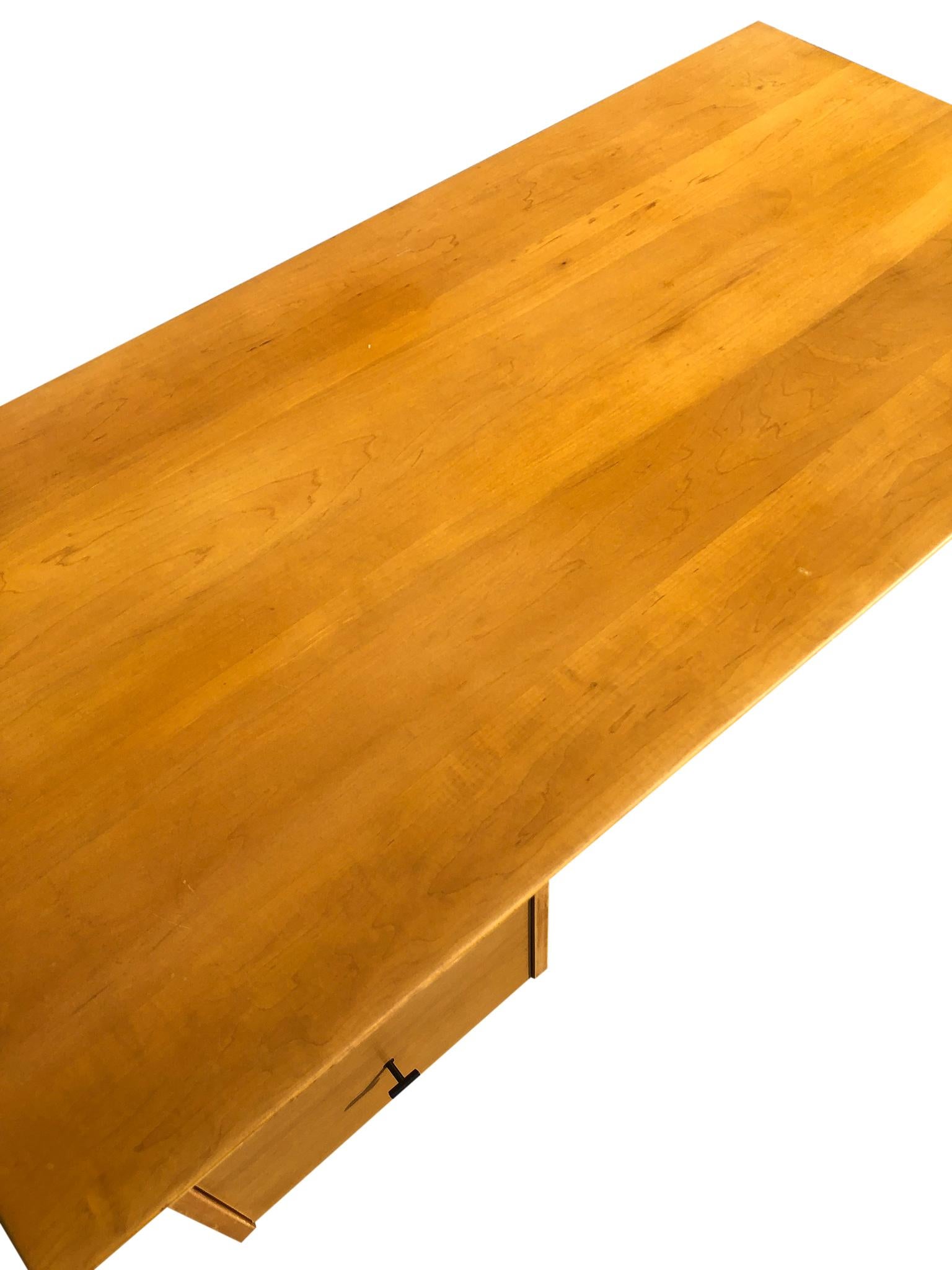 Midcentury Paul McCobb #1560 Double drawer Desk Blonde Maple Finish T Pulls 1