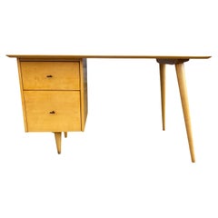 Midcentury Paul McCobb #1560 Double Drawer Desk Blonde Maple Finish T pulls