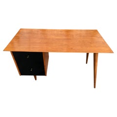 Midcentury Paul McCobb #1560 Double Drawer Desk tobacco / Black Finish