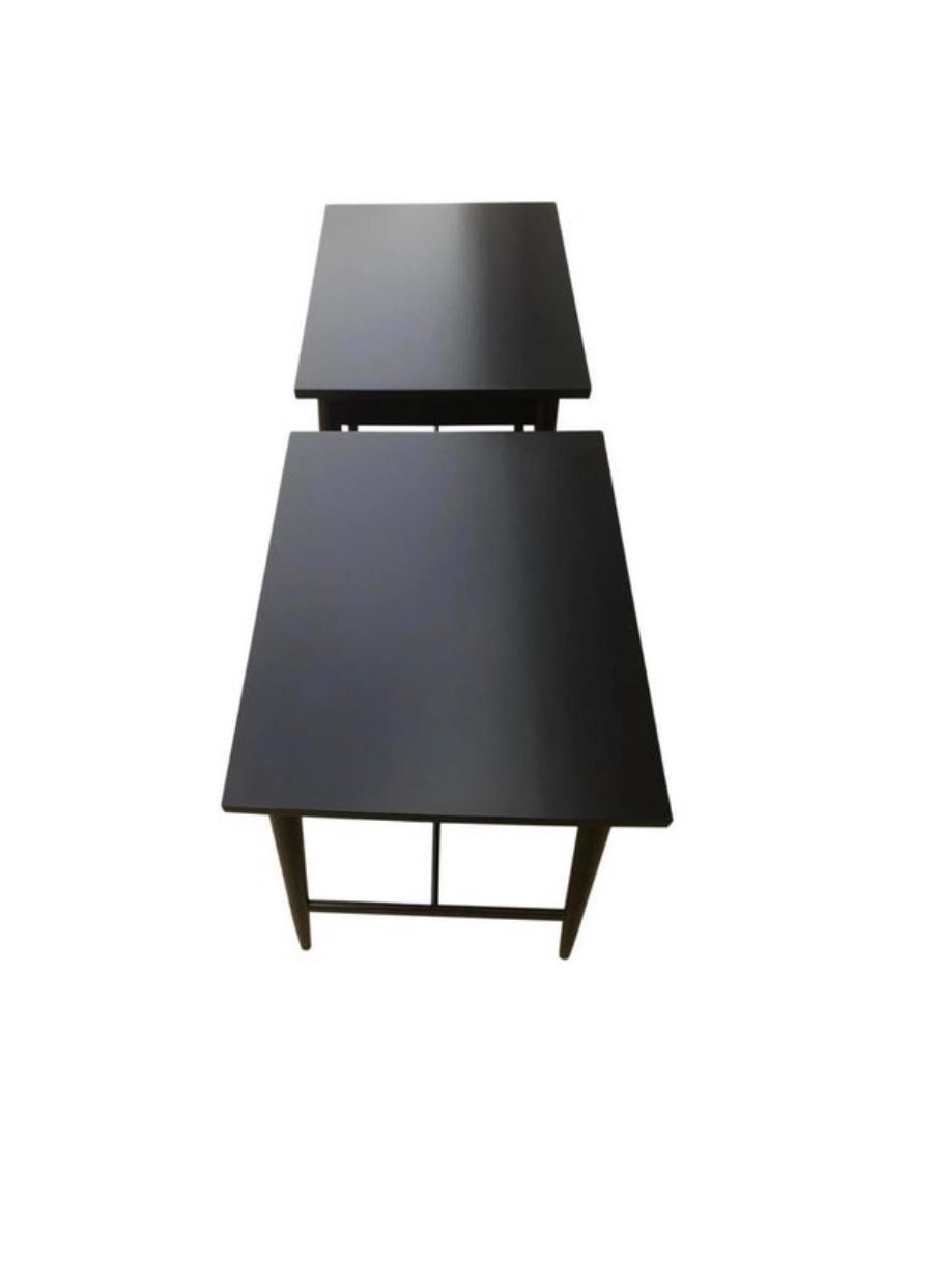 American Midcentury Paul McCobb #1586 Nightstands Black Lacquer Finish Brass Knobs