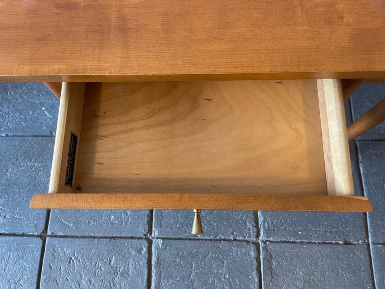 Midcentury Paul McCobb 1586 Nightstands Tobacco Finish Brass Knobs For