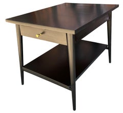 Midcentury Paul McCobb #1587 Nightstands Black Lacquer Brass Knobs End Tables