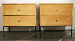 Midcentury Paul McCobb 2 Drawer #1503 Nightstands Blonde Lacquer T Pulls