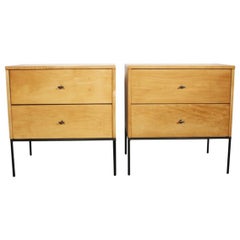 Vintage Midcentury Paul McCobb 2 Drawer #1503 Nightstands Blonde Lacquer T Pulls