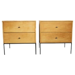 Used Midcentury Paul McCobb 2 Drawer #1503 Nightstands Blonde maple T Pulls