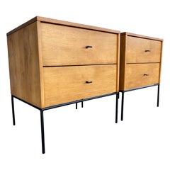 Midcentury Paul McCobb 2 Drawer #1503 Nightstands Blonde T Pulls