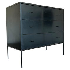 Midcentury Paul McCobb 3 Drawer Black Dresser T Pulls and Iron Base