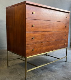 Midcentury Paul McCobb 4 Drawer Cabinet on Brass Base