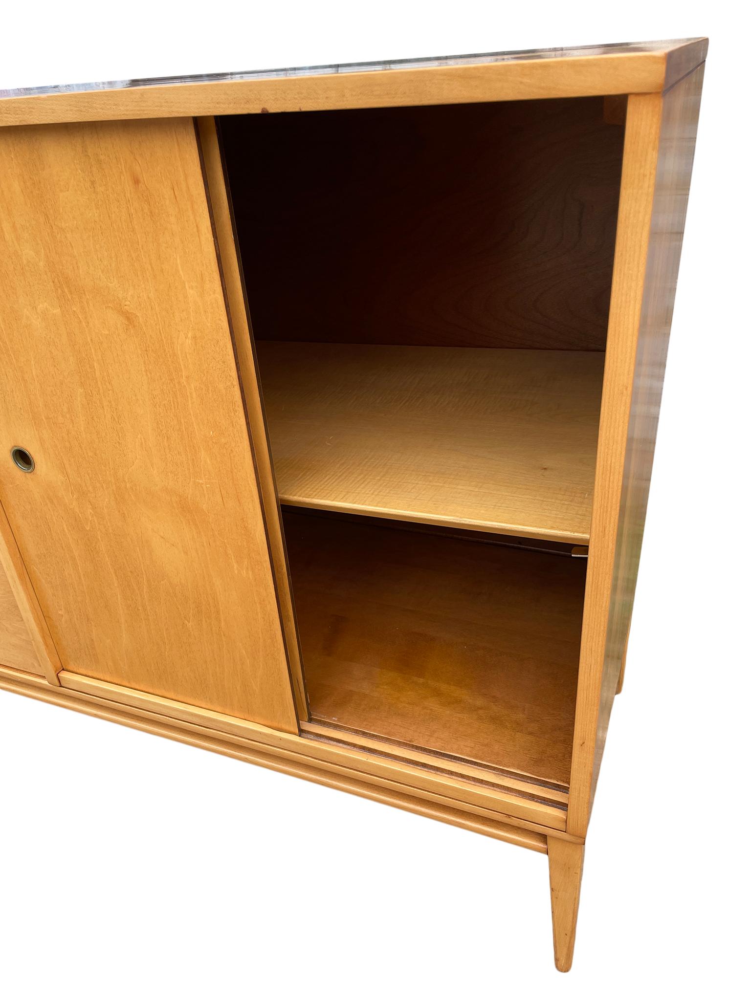 Midcentury Paul McCobb 6 Drawer Cabinet Dresser Credenza Blonde Maple Brass 1