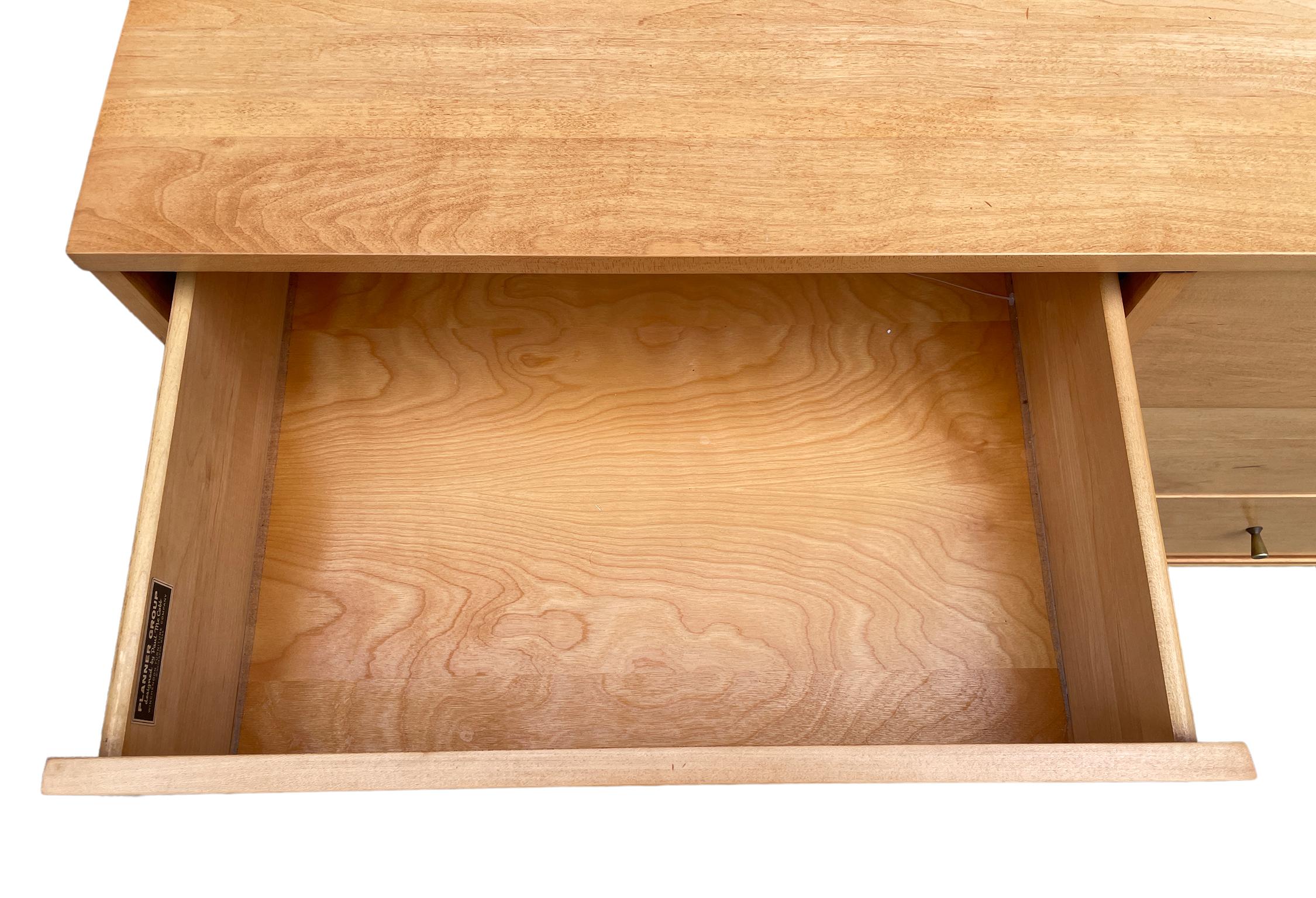 Midcentury Paul McCobb 6 Drawer Cabinet Dresser Credenza Blonde Maple Brass 2