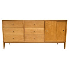Midcentury Paul McCobb 6 Drawer Cabinet Dresser Credenza Blonde Maple Brass