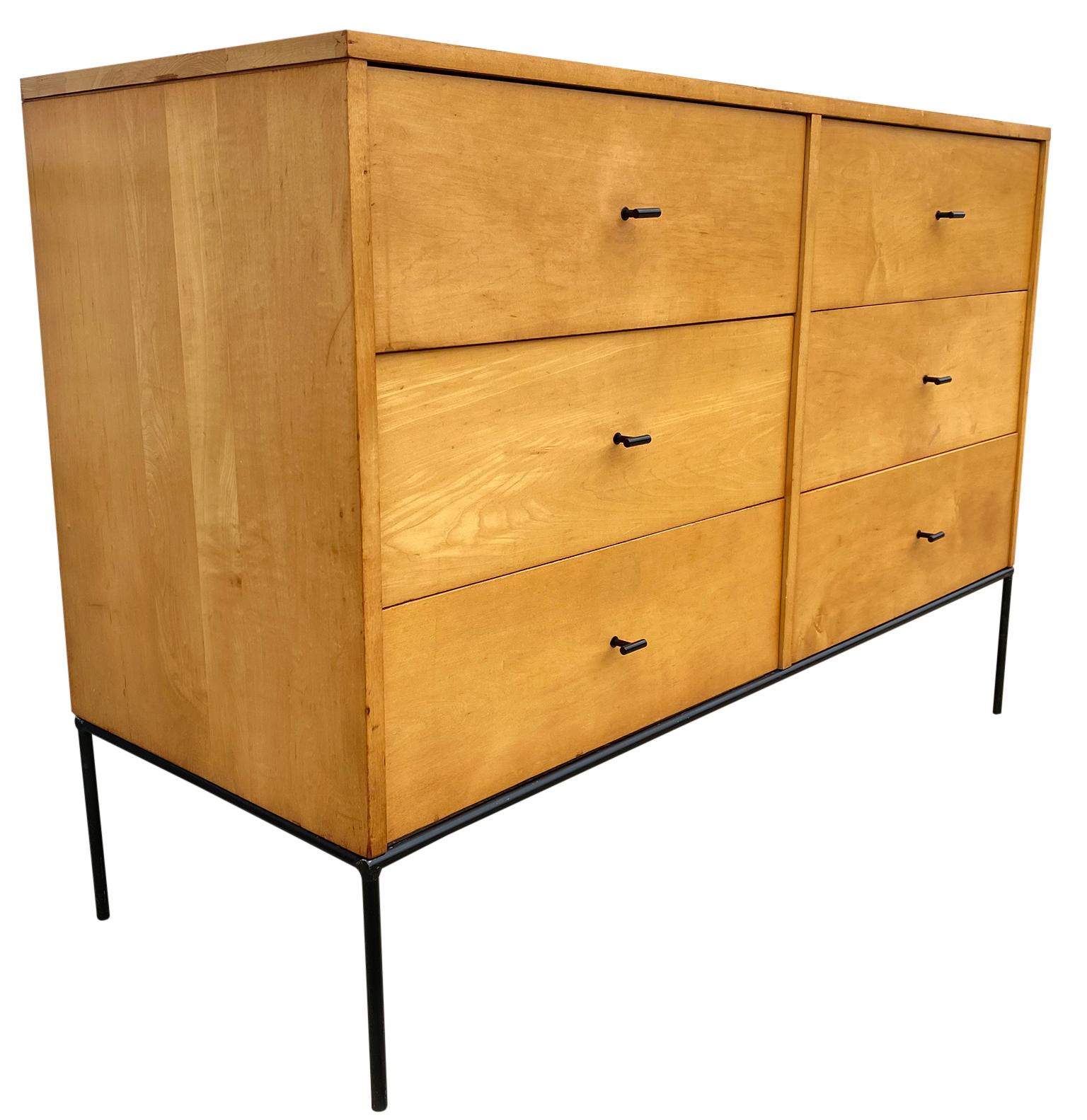 Mid-Century Modern Midcentury Paul McCobb 6 drawer Dresser Credenza #1509 Blonde Maple T Pulls