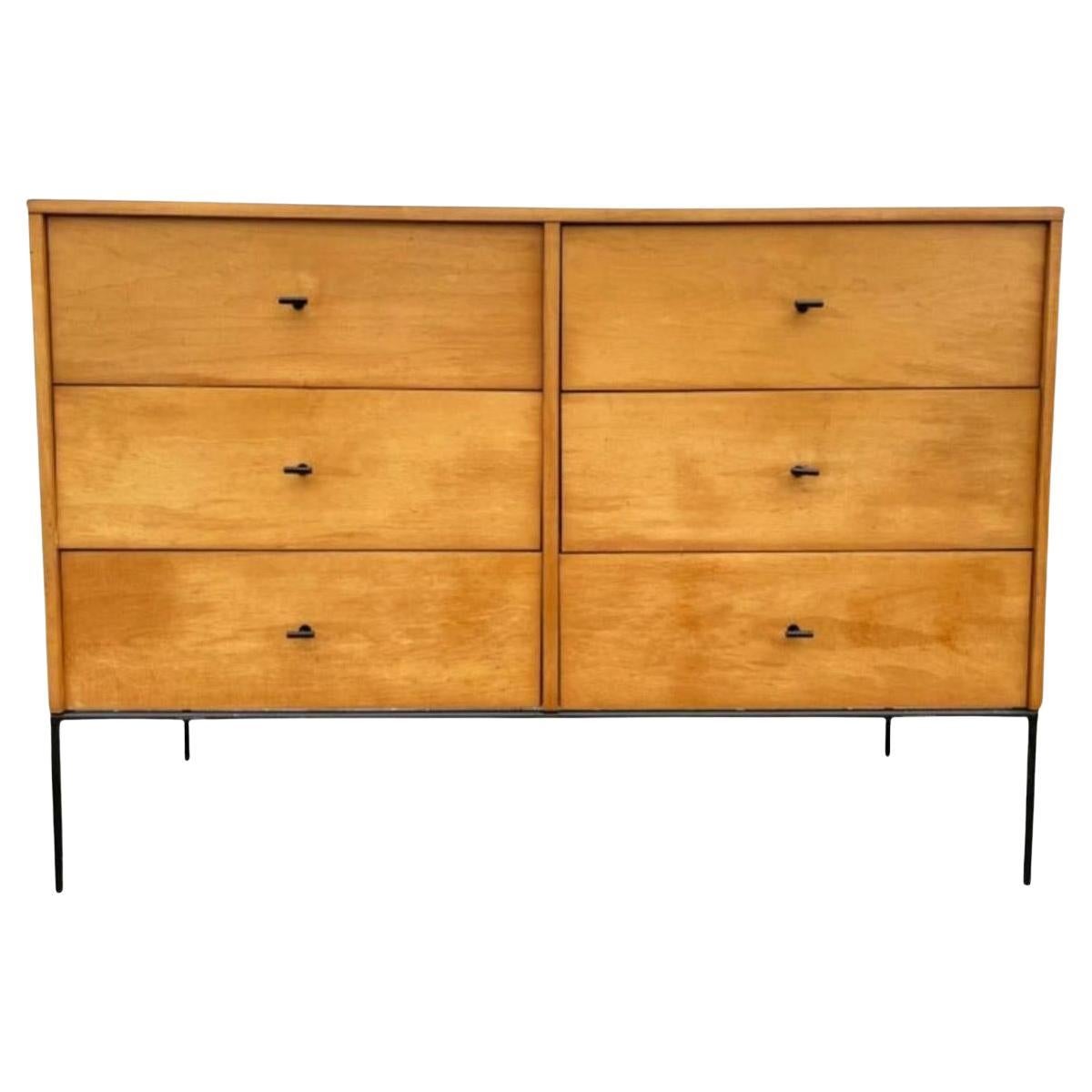 Midcentury Paul McCobb 6 Drawer Dresser Credenza #1509 Blonde Maple T Pulls
