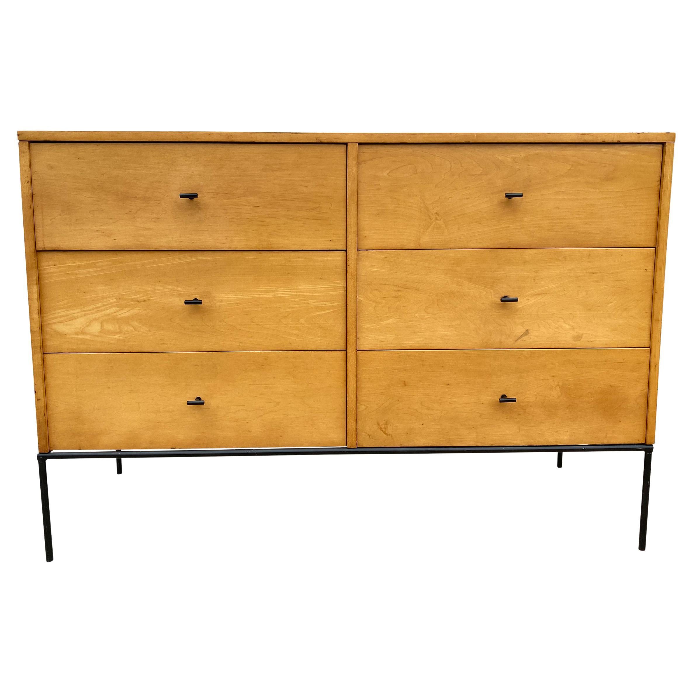 Midcentury Paul McCobb 6 drawer Dresser Credenza 1509 Blonde Maple T Pulls at 1stDibs