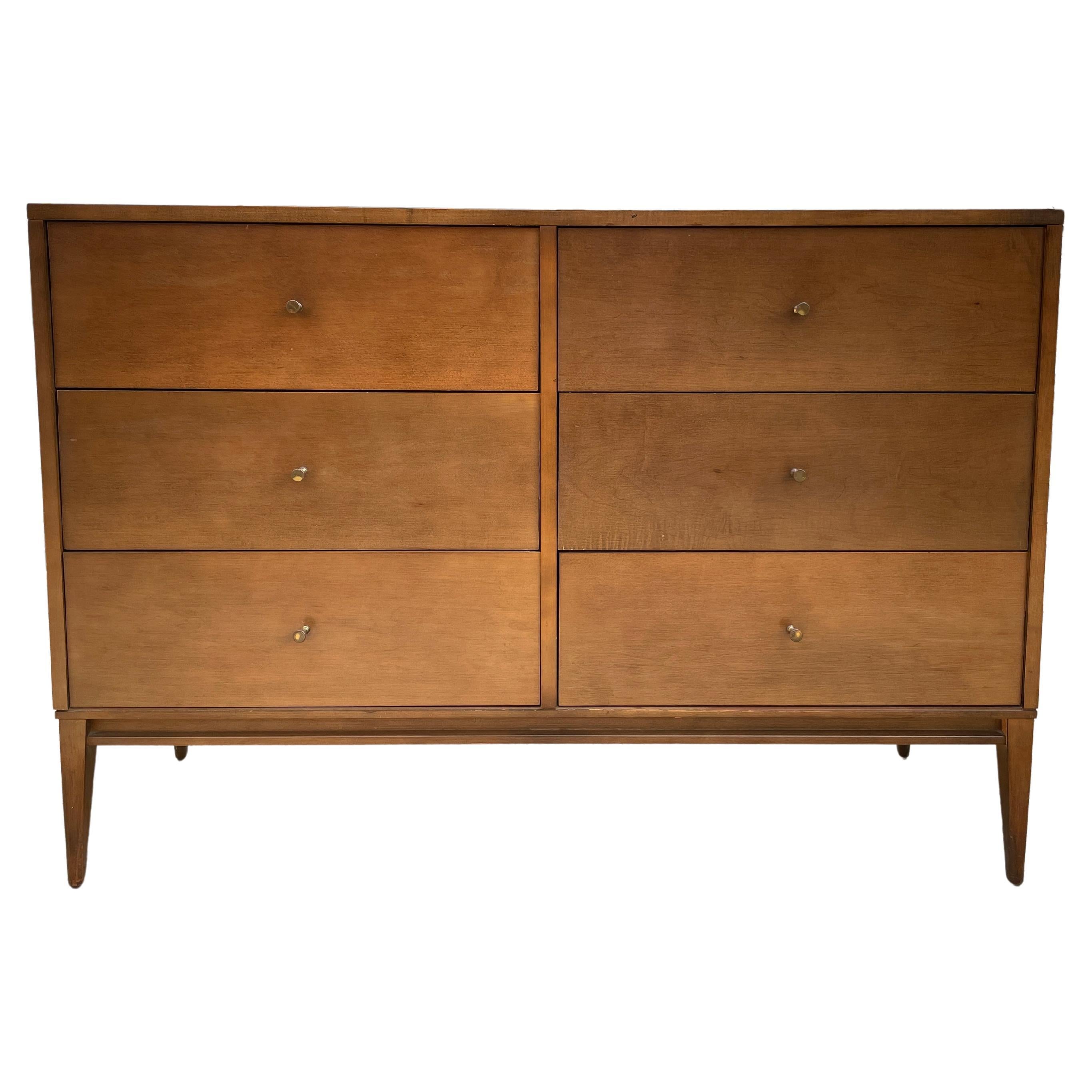 Midcentury Paul McCobb 8Drawer Dresser Credenza 1507 Maple Brass