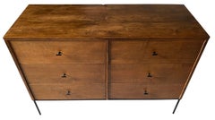 Midcentury Paul McCobb 6-Drawer Dresser Credenza #1509 Walnut Maple T Pulls
